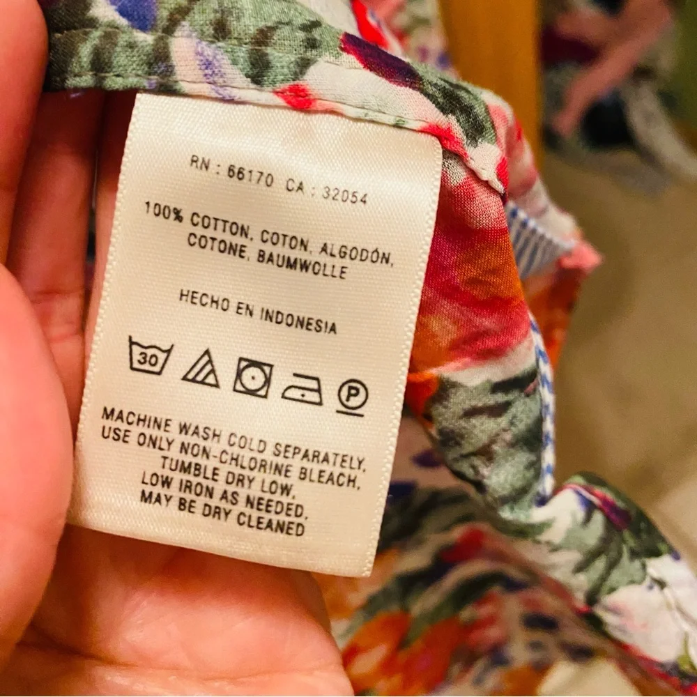 Anthropologie HD In Paris Hanalei Floral Top Button Down 3/4 Sleeve Blouse - Picture 8 of 8